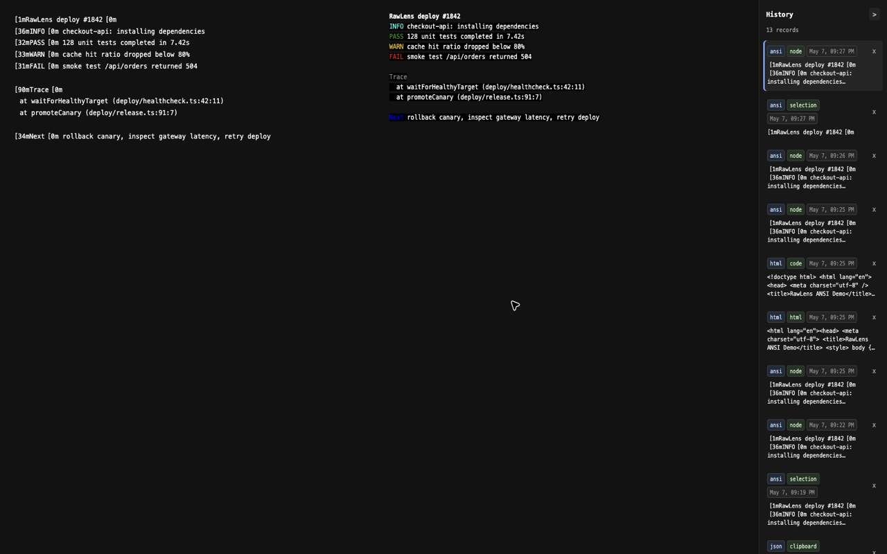 ANSI log colors rendered in Chrome